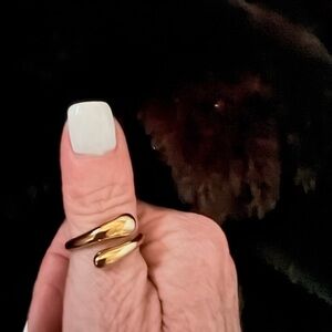 14K Yellow Gold Plated Open-Top Sculptural Ring - Women Jewelry